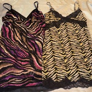 Victoria's Secret Zebra and Tiger Print Chemise Set Vintage Y2K